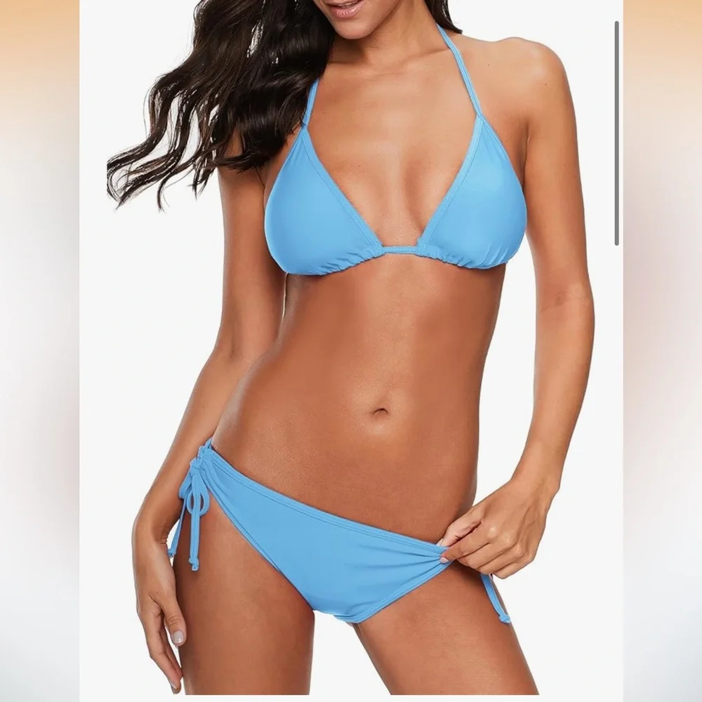 String Halter Top Triangle Bikini Set! - Picture 1 of 8